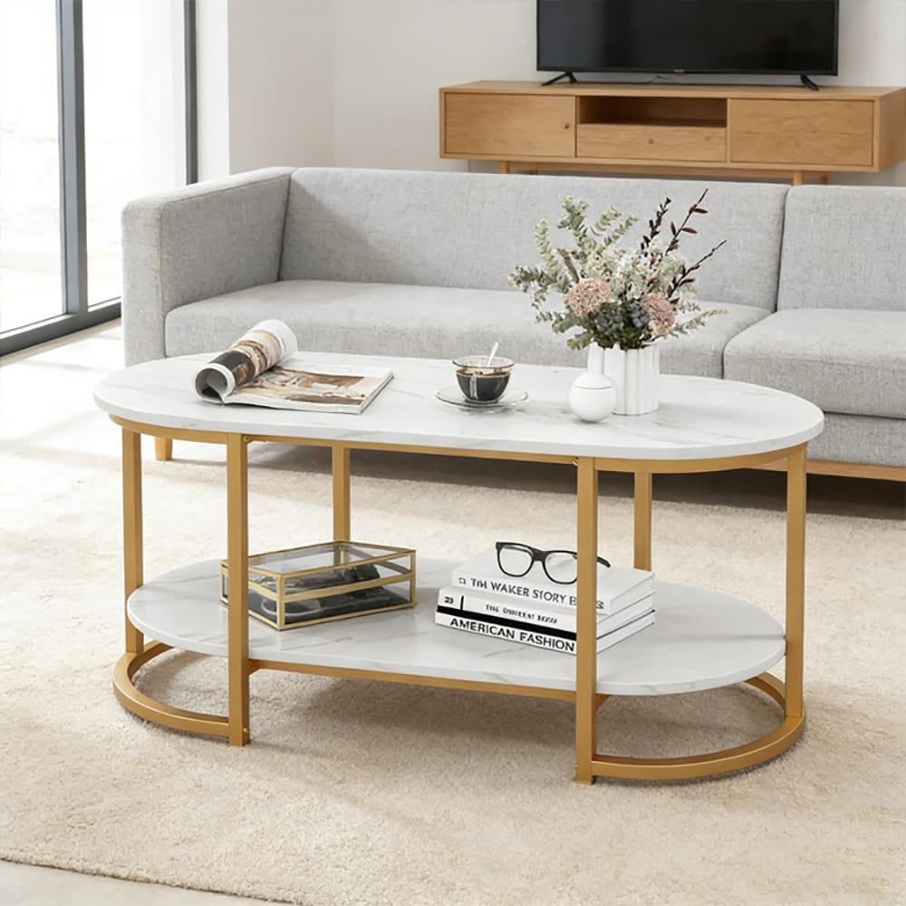 Marble Coffee Table With Open Storage Shelf_voghion.com